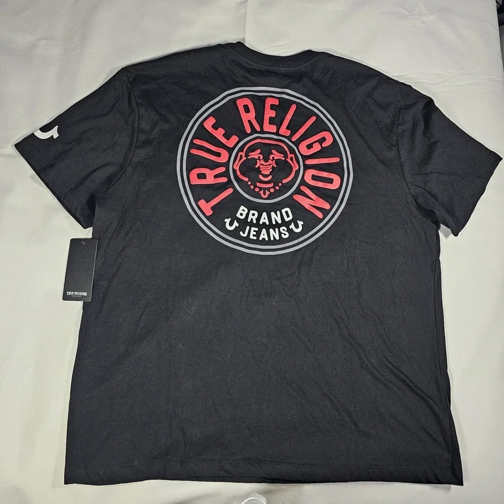 NWT True Religion Buddha Coin Tee Shirt Mens XXL Black Graphic T-Shirt